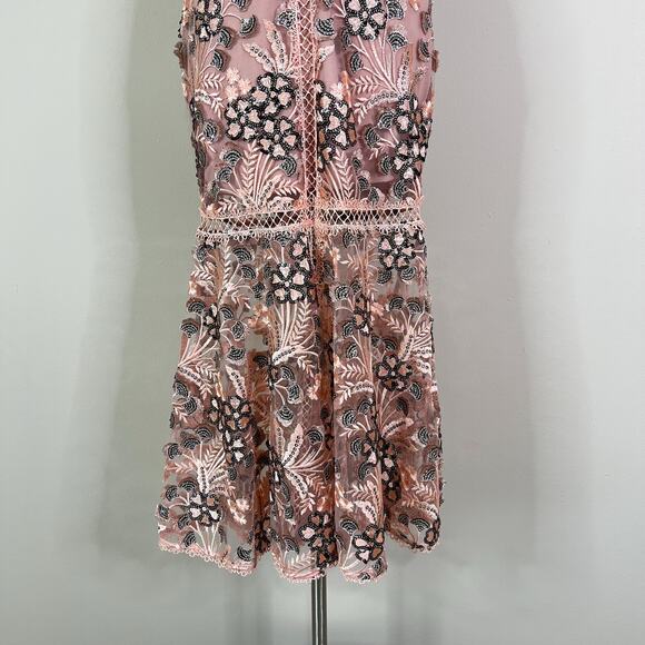 NBD | Revolve Felicity Pink Embroidered Floral Mermaid Halter Cocktail Dress M - Picture 5 of 12